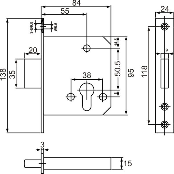 DIN Flat DeadBolt