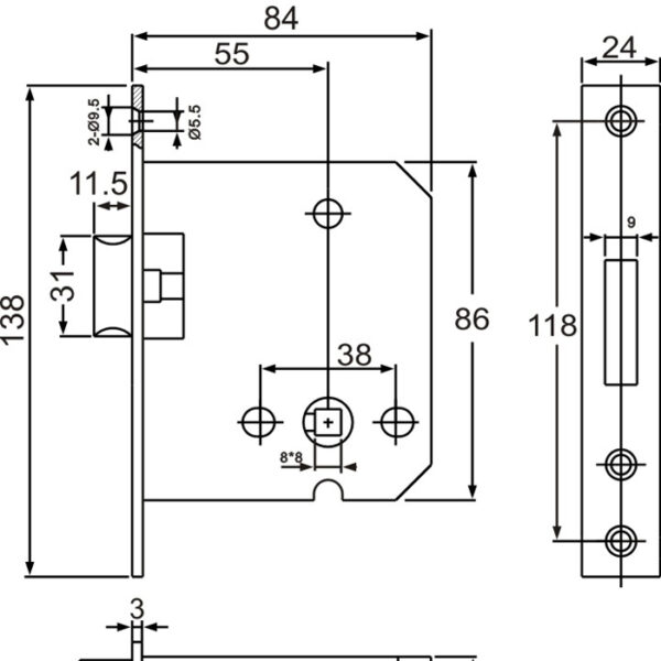 DIN Flat Latch