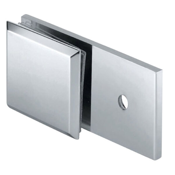 Wall to Glass Bracket 90° with Plate - Bevelled corner