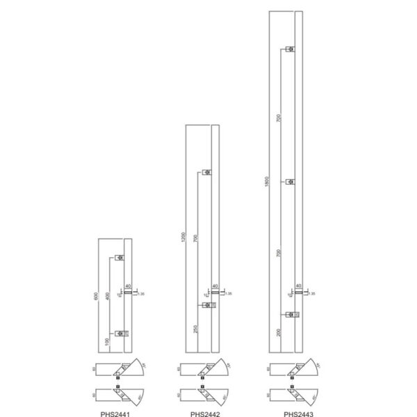 Offset 40X10 T shape Pull handle - PHS2440