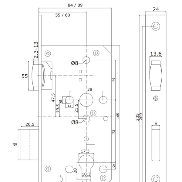 DIN Roller Bolt Euro Dead Lock