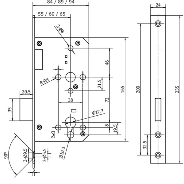 DIN Euro Profile Deadlock