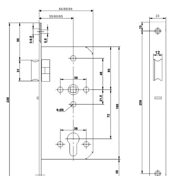 DIN Euro Profile Night Latch