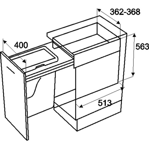 Single big Waste bin with soft closing slides